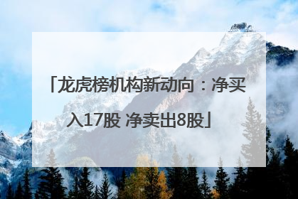 龙虎榜机构新动向：净买入17股 净卖出8股